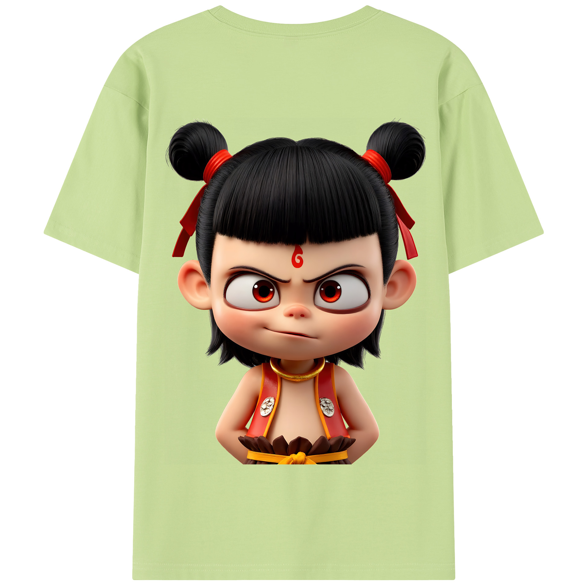 （画像用） Ne Zha 2 ナタ 魔童の大暴れ 綿100％半袖Tシャツ（背面プリント）